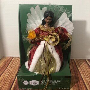 Holiday Time African American Angel LED Fiber Optic Christmas Tree Topper 12”